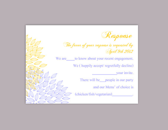 Wedding - DIY Wedding RSVP Template Editable Text Word File Download Rsvp Template Printable RSVP Card Yellow Blue Rsvp Card Template Floral Rsvp Card