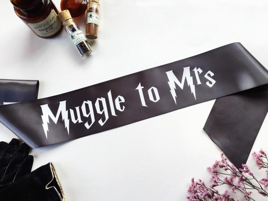 Wedding - Harry Potter Sash -  Harry Potter Wedding - Muggle to Mrs sash - Bachelorette Sash - Bachelorette Party Accessory - Deathly Hallows sash