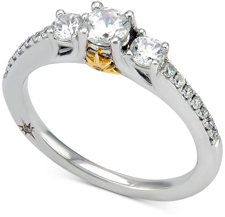 زفاف - Marchesa Certified Diamond Engagement Ring (3/4 ct. t.w.) in 18k White Gold with Yellow Gold Accent