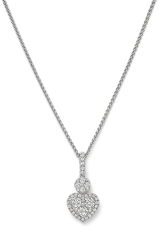 Hochzeit - Diamond Heart Pendant Necklace in 14K White Gold, 0.50 ct. t.w.