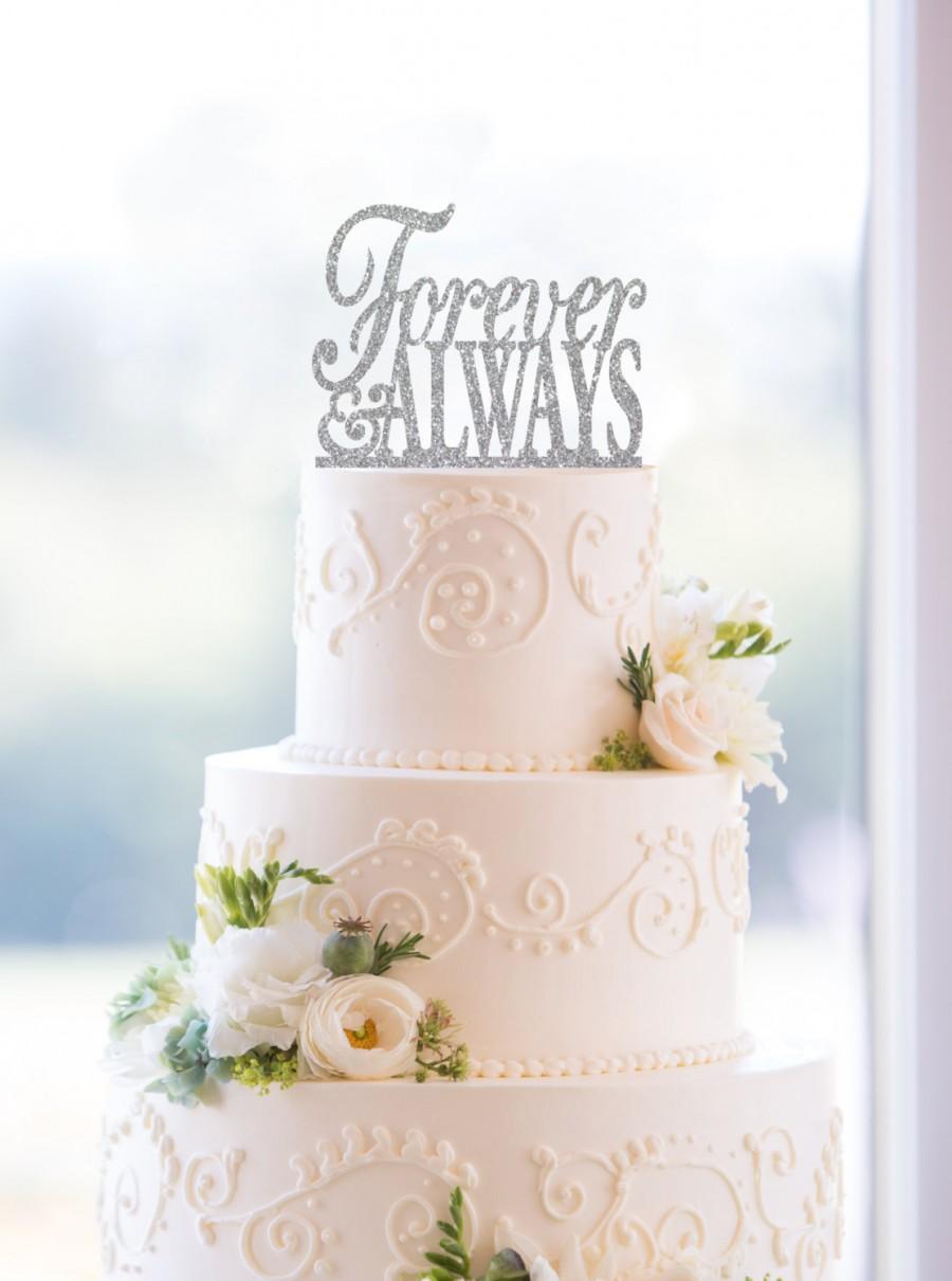 زفاف - Glitter Forever and Always Cake Topper, Elegant and Romantic Wedding Cake Topper, Engagement Party or Bridal Shower Gift (S049)