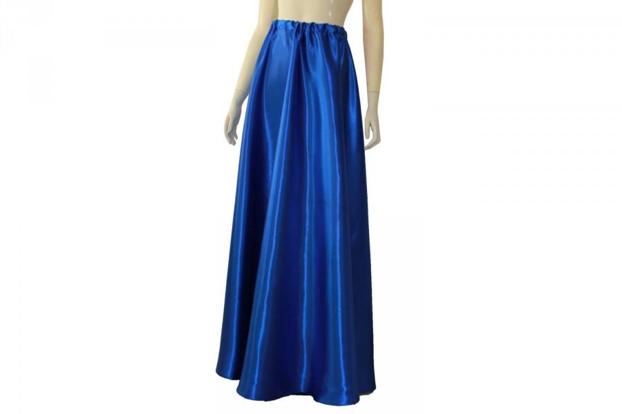 Wedding - Long Satin Skirt Royal Blue Bridesmaid Maxi Formal Skirt
