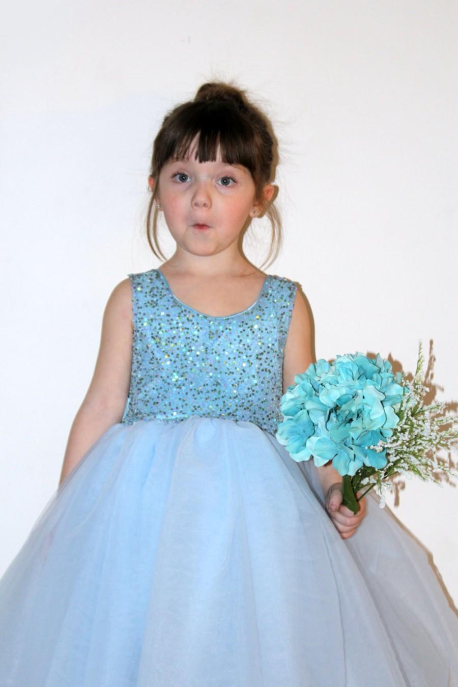 Wedding - Light blue flower girl dress, flower girl dress, flower girl tutu dress