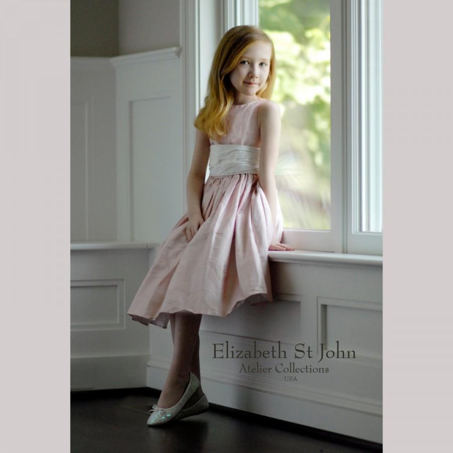 زفاف - ABIGAIL Silk flower girl dress - sizes 6 months to 10 in your choice of over 40 colors