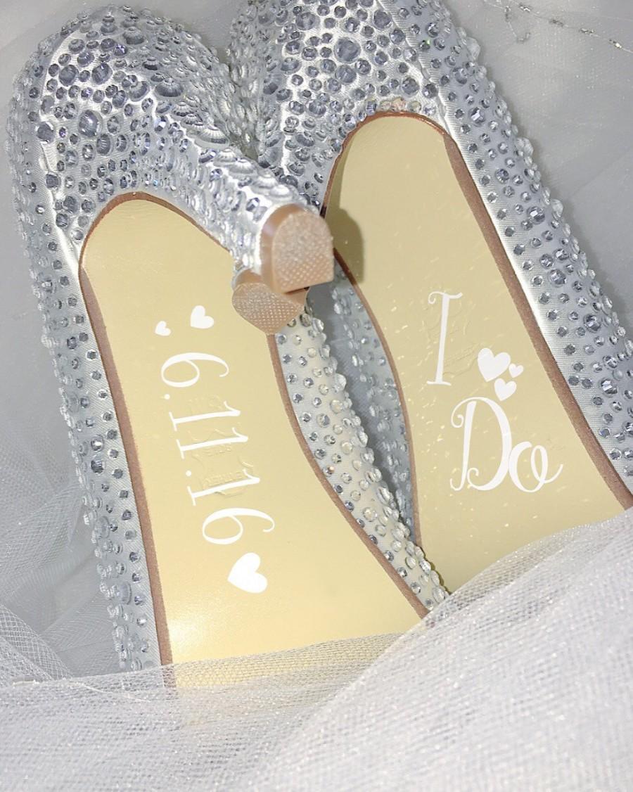 Hochzeit - Bride Wedding Shoe Decals I Do with Date