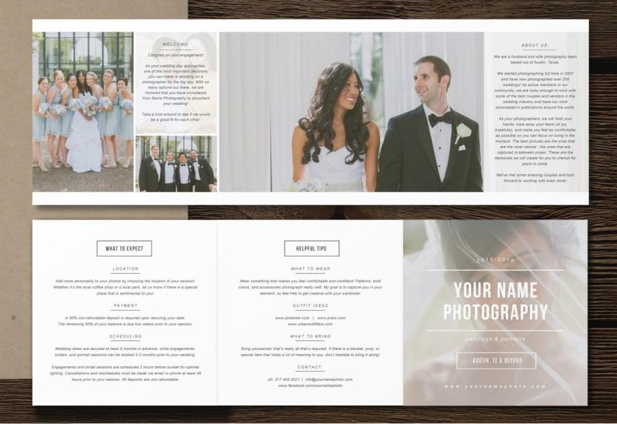 Wedding - Photography Pricing Template 5x5 Accordion Trifold - Templates for Photographers - Branding Designs - m0178