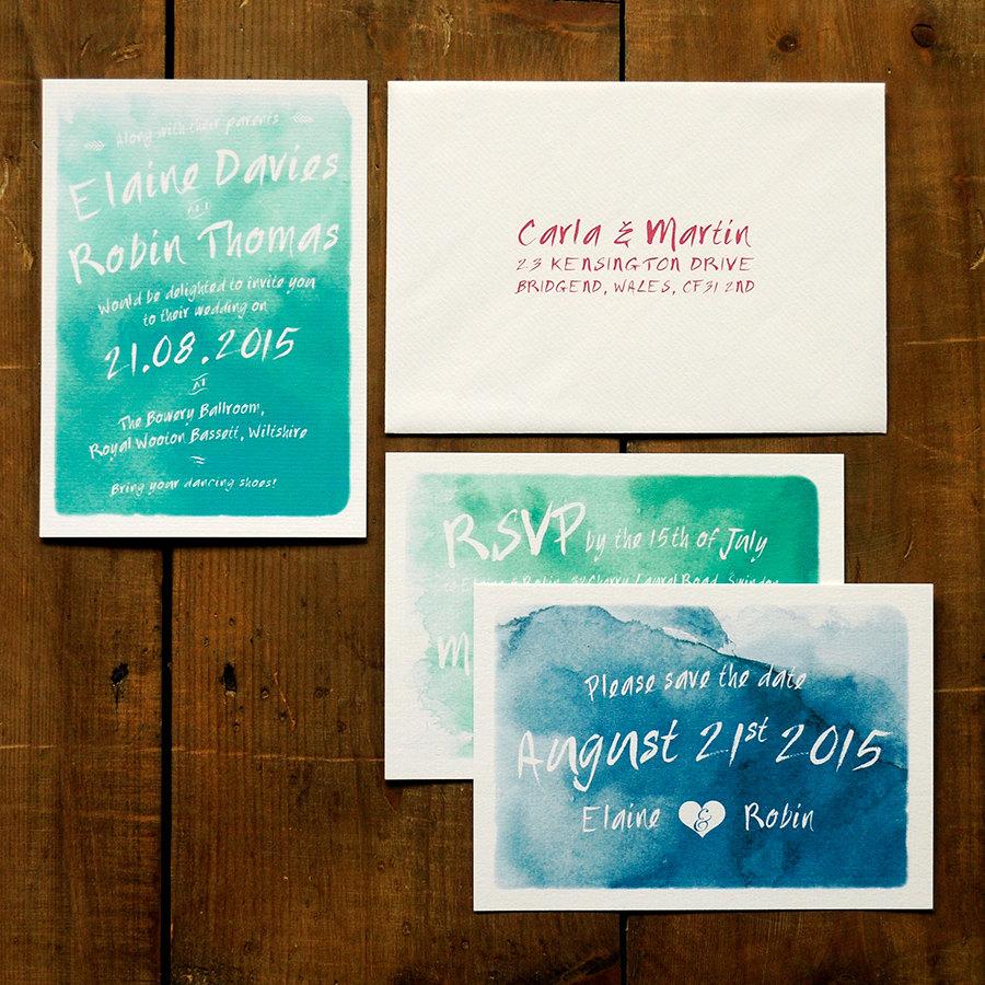 زفاف - Framed Watercolour Wedding Invitation Set on Luxury Card and save the date magnets, Wedding invitations UK, Wedding invitations Australia