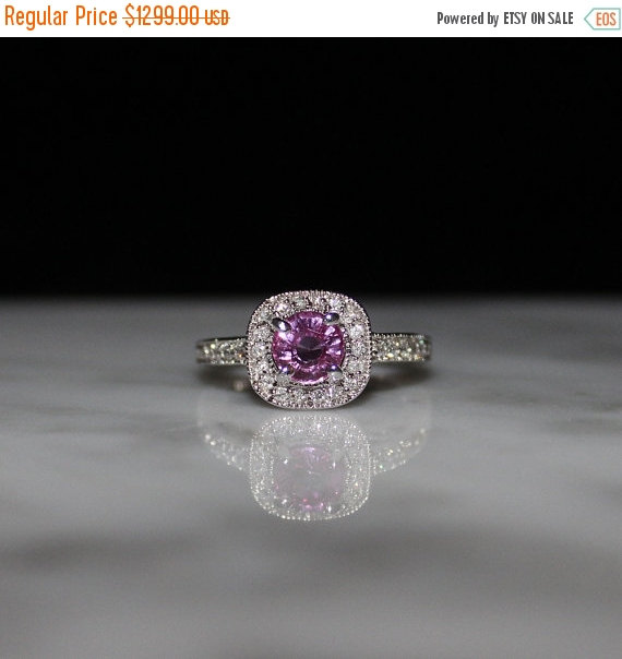 Hochzeit - Sapphire Ring, Pink Sapphire Ring, Diamond Engagment Ring  Free Shipping/Appraisal Included