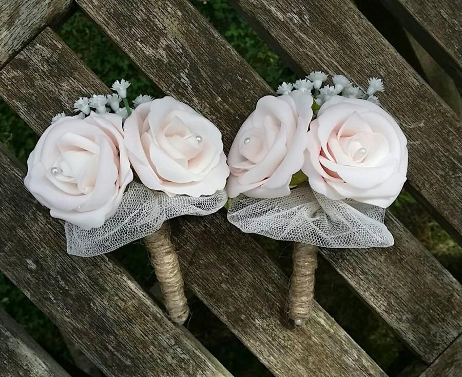 Hochzeit - Ladies double rose style wedding corsage boutonniere