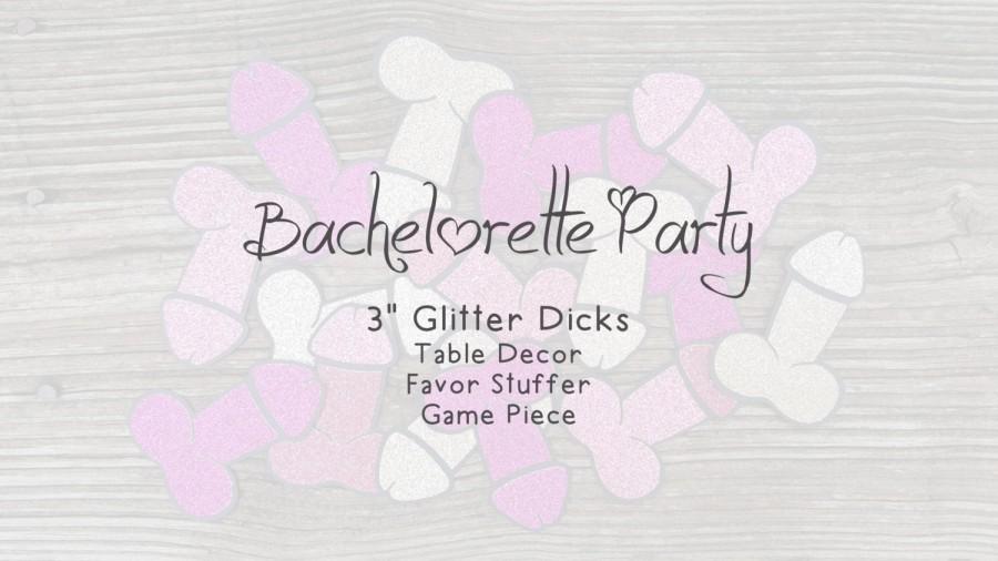 Hochzeit - Penis Confetti, Bachelorette Party Decorations , 3" Glitter Dick Confetti, Hen Party, Naughty Bachelorette Table Decor, Adult Party Decor