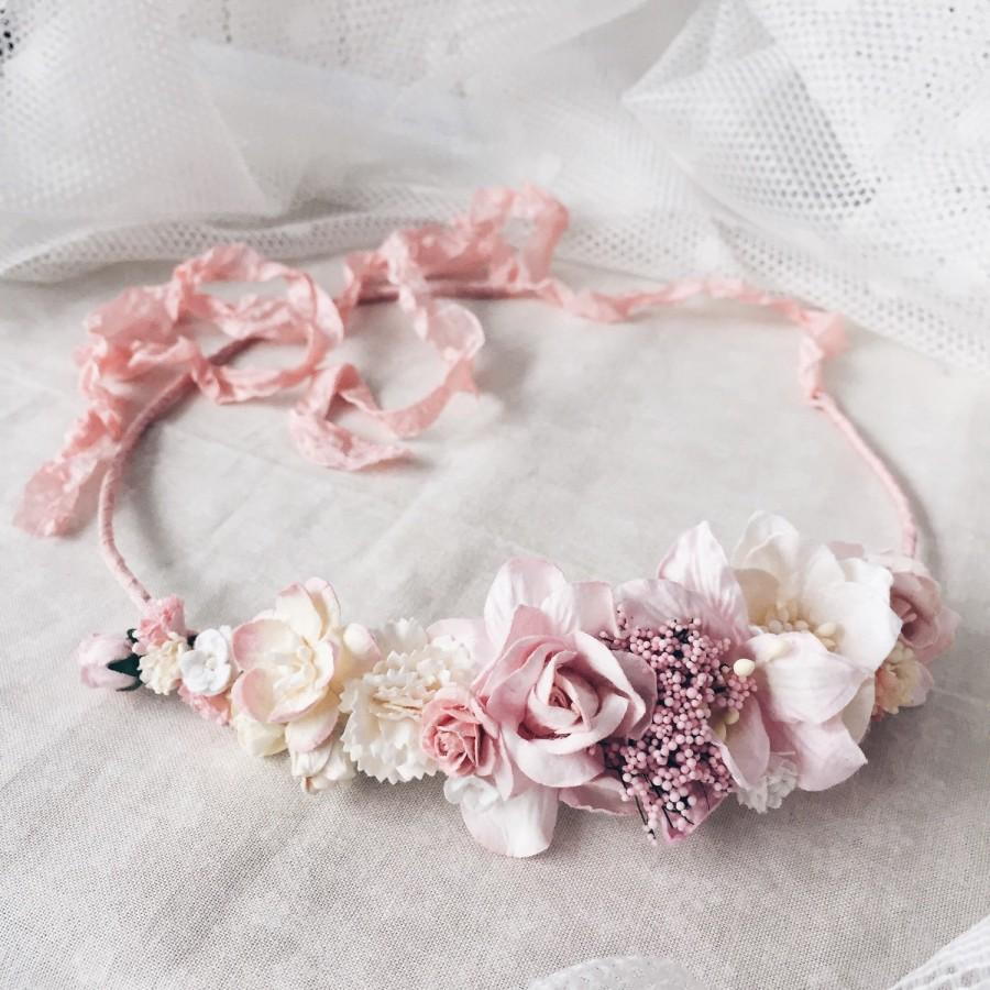 زفاف - Bridal crown,Wedding crown, Wedding flower crown, pink flower crown, flower crown, floral crown,pink floral crown,pink flower wedding