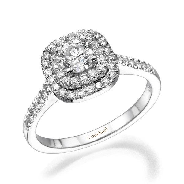 Wedding - Engagement Rings 14k white Gold, Diamond Ring, Square Ring, Engagement Band, Prong Ring, Art Deco Ring, Promise Ring, Anniversary Ring