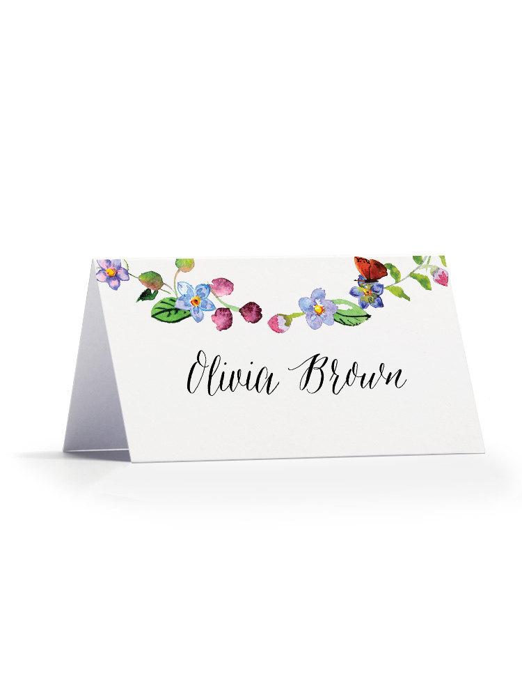 Mariage - Personalised Floral Name Place Cards - Floral Chain Wedding Place Cards - Floral Chain Wedding Name Place Cards by Paper Charms