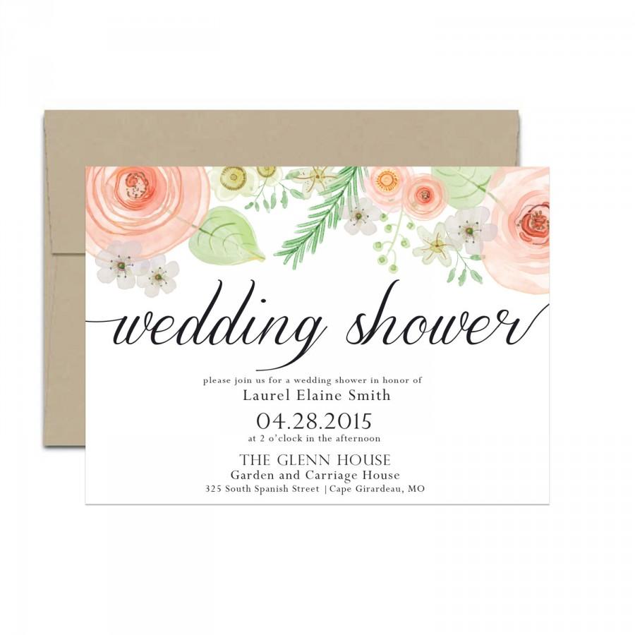 Hochzeit - Wedding Shower Invitation Vintage Floral Blush