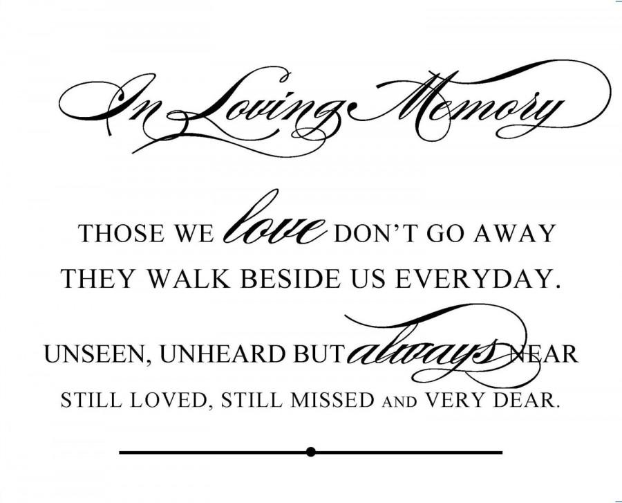 Wedding - Instant Download - DIY Printable Wedding Sign -In Loving Memory... Wedding and Event Signage - 8" x 10"