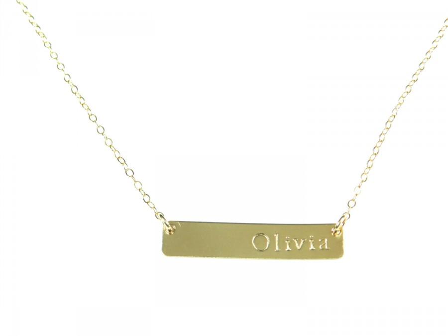 Mariage - Gold Bar Name Necklace. The Jessica.