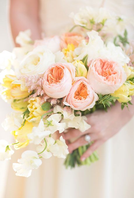 Wedding - Bright Bouquet With Yellow Tulips