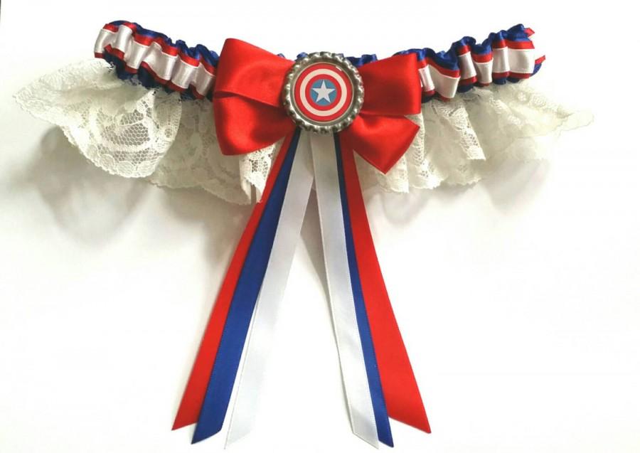 Hochzeit - Captain America Satin/Satin Frill/Satin & lace Garter/Garter Set