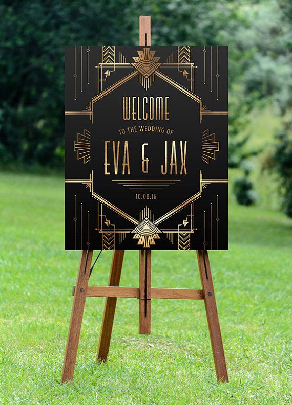 Свадьба - PRINTABLE Welcome Sign // Large Wedding Sign // Wedding Greeting Sign // Gatsby Wedding // Art Deco Wedding // Personalized Wedding Sign