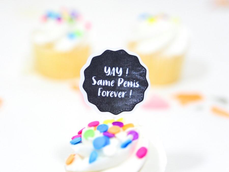 Mariage - Same Penis Forever Cupcake Toppers Set of 12 - Bachelorette Party Cupcake Toppers Penis Cupcake Toppers Bachelorette Party Decor