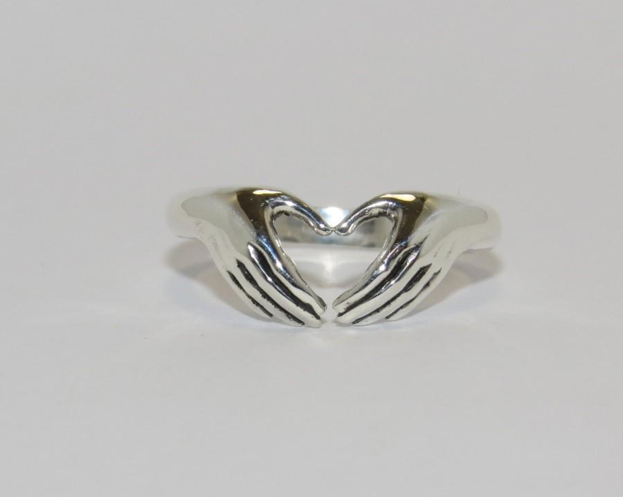 Mariage - Hands heart ring - Claddagh ring, Sterling Silver Claddagh Ring, Silver Heart Ring, Girlfriend, Best Friend, Friendship ring