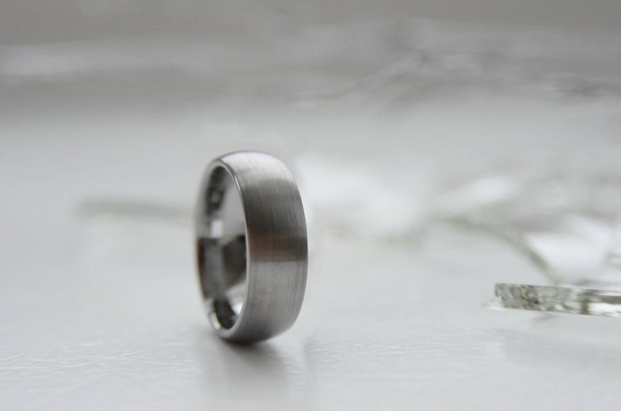 زفاف - Tungsten carbide mens band with satin brushed domed finish TN023 Simple and elegant wedding band, anniversary or engagement comfort fit ring