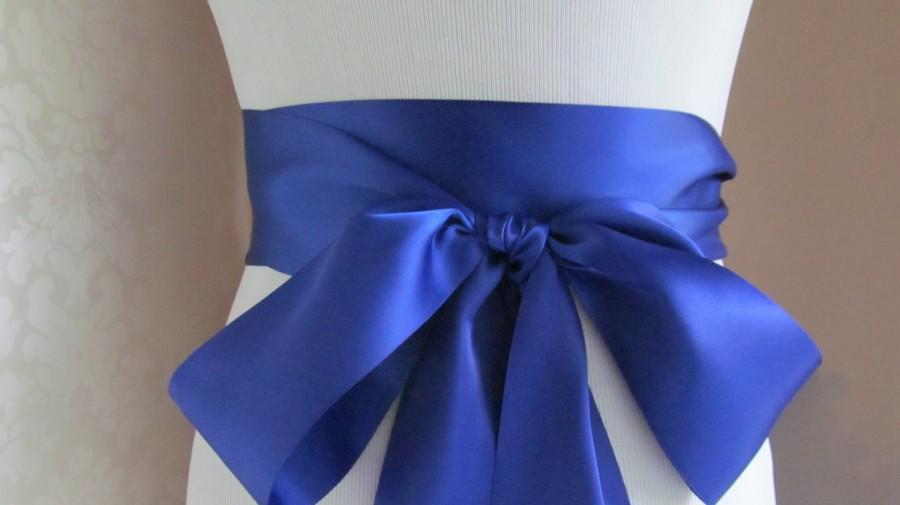 Свадьба - Cobalt Blue Bridal Sash / Double Face Sash  Ribbon /  Ribbon Sash /  12ft / 9ft / 6 ft sash