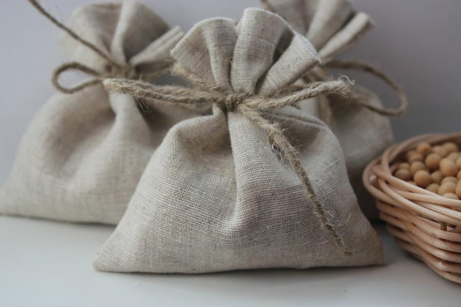 Mariage - Set of 20 - Wedding Favor Bags. Oatmeal Grey Linen Favor Bags