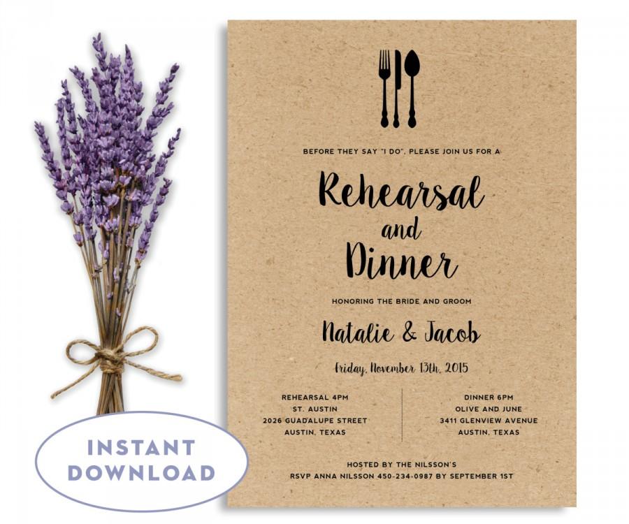 Rehearsal Dinner Invitation Template, Wedding Rehearsal ...