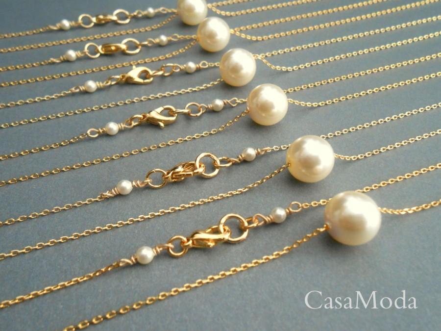 Wedding - Single Pearl Necklace, gold pearl necklace, bridesmaids gifts, ivory pearl, pearl pendant, bridal necklace, everyday jewelry