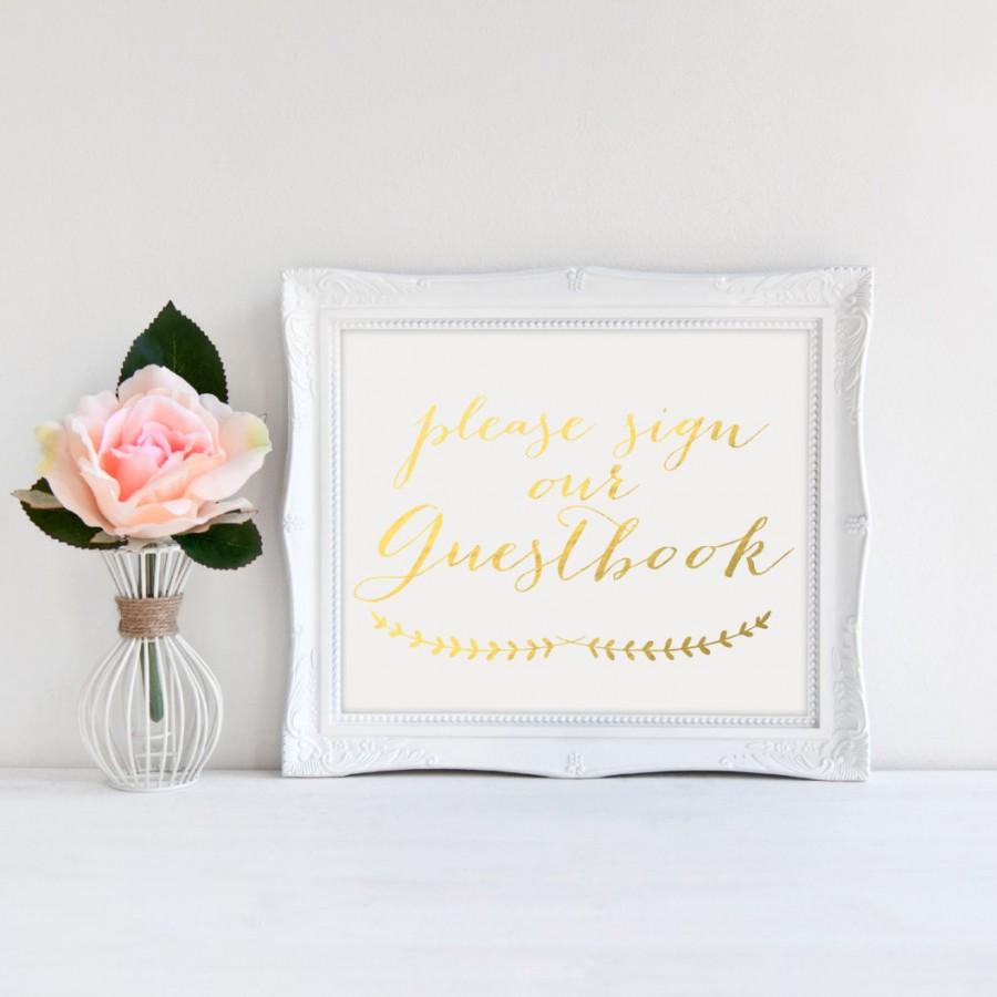 Свадьба - Gold foiled Guestbook sign