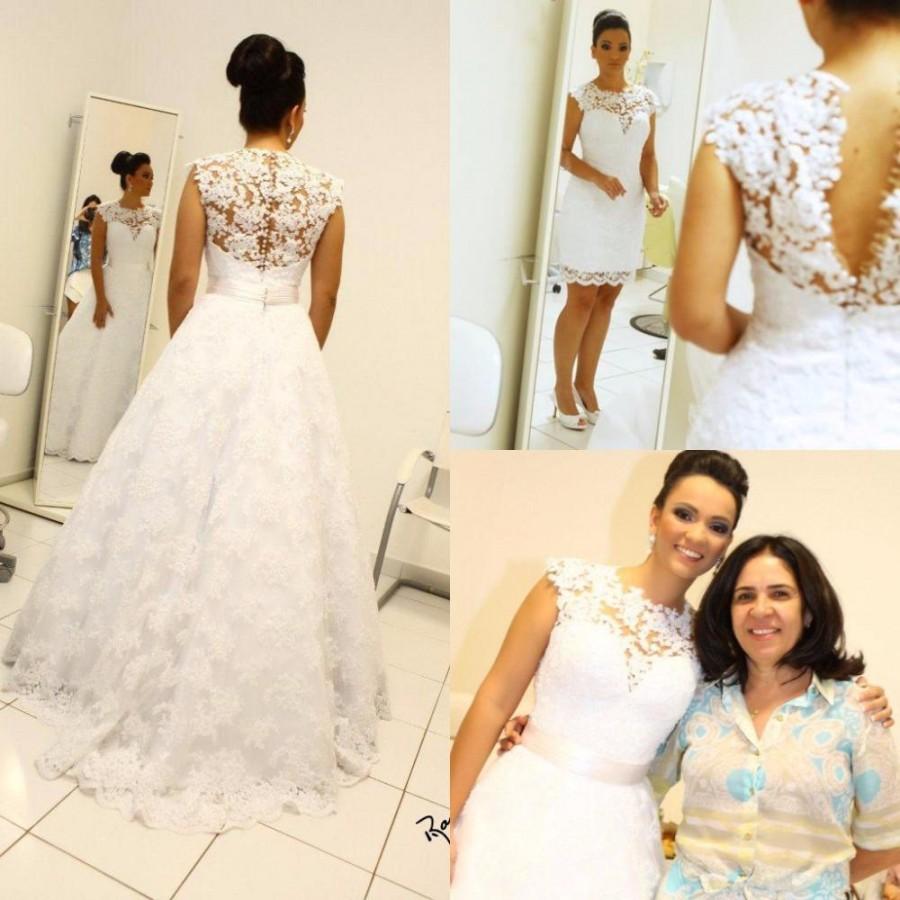 Wedding - Vintage Ball Gown Wedding Dresses High Neck Sleeveless Long Bridal Gowns Removable Skirt 2 in 1 Style Robe De Mariage Online with $119.08/Piece on Hjklp88's Store 