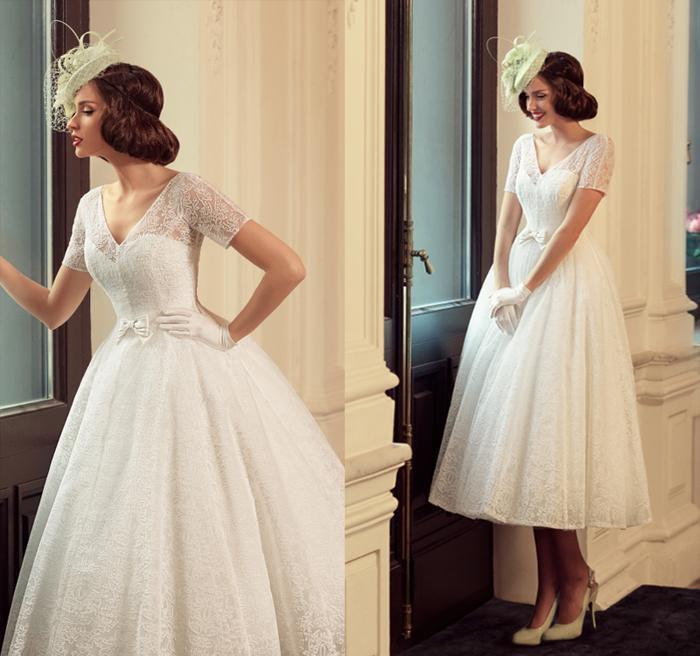 vintage lace tea length wedding dresses