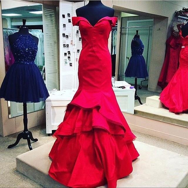 Hochzeit - Vestido Madre Novia 2016 Red Long Mermaid Evening Dresses Off Shoulder Satin Floor Length Prom Gowns Formal Special Occasion Party Dress Online with $106.81/Piece on Hjklp88's Store 