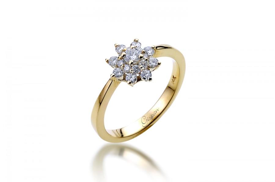 Wedding - Flower Engagement Ring, Promise Ring, Statement Ring, Unique Engagement Ring, Floral engagement ring, Flower Band, 14k Ring, Wedding Ring