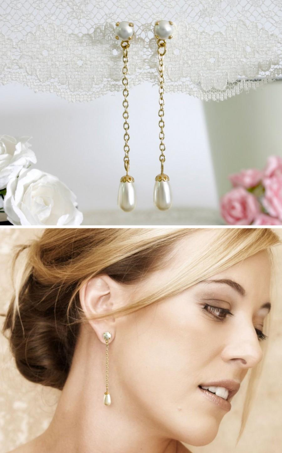 Свадьба - Pearl bridesmaid jewelry, Pearl bridesmaids earrings, Tear drop pearl earrings, Bridesmaid gift, Will you be my bridesmaid gift