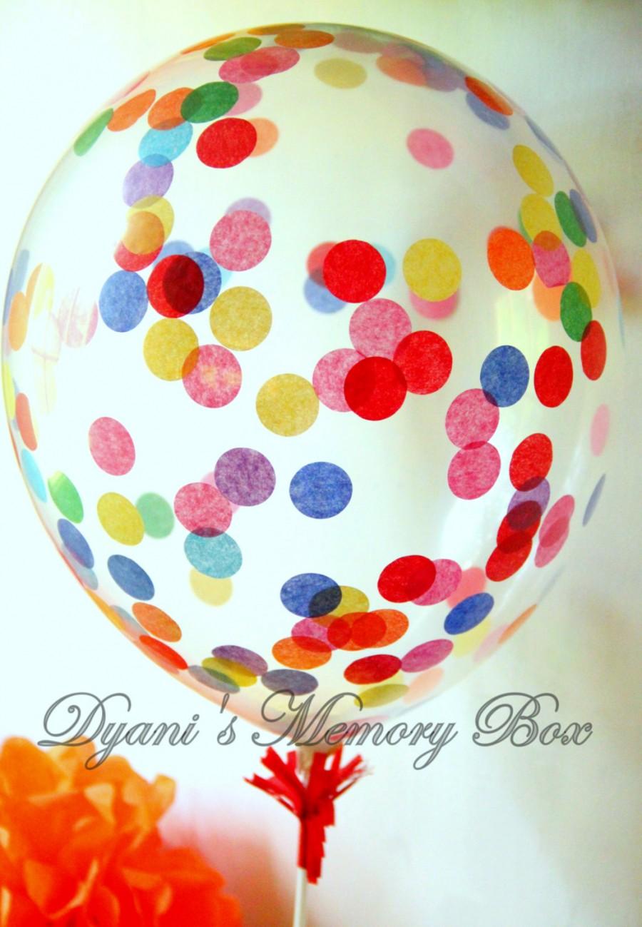 زفاف - Set of 6 Clear Confetti-Filled Balloons / Choose your colors / Biodegradable Latex Balloon / Confetti Balloons / Rainbow Party Decor