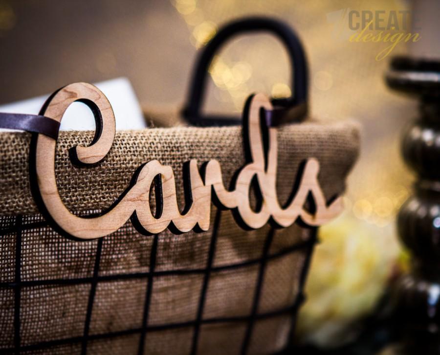 Свадьба - Card Sign for Wedding Cutout in Wood for Party Card Table "Cards" Wooden Rustic Wedding Sign for Reception Decor (Item - LCA100)