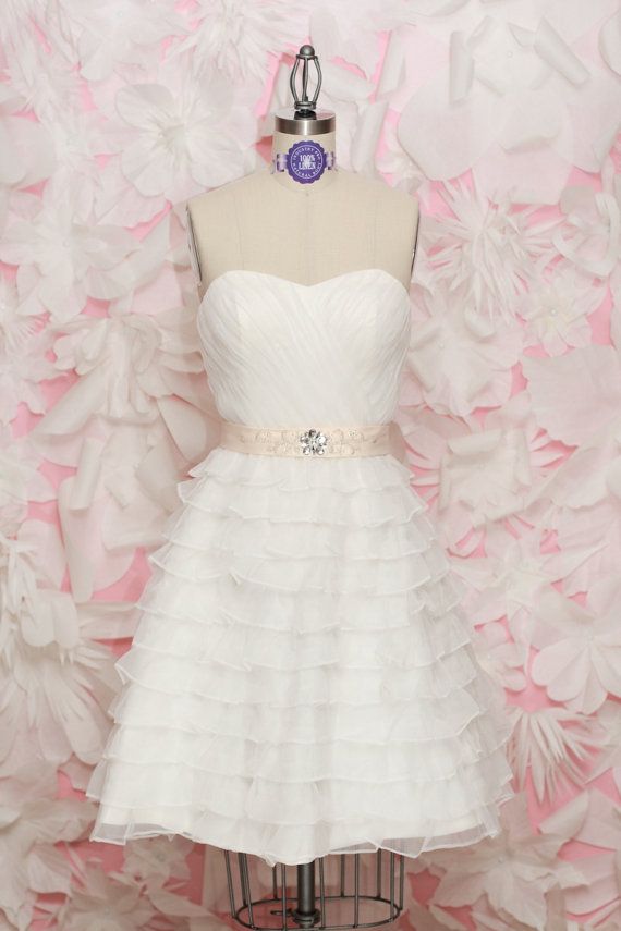 زفاف - Chloe - Short Wedding Dress, Ruffles Wedding Dress, Layers Gown, Organza, Chic And Modern Wedding Dress, Knee Length Dress, Reception Dress