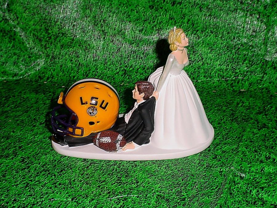 Mariage - LSU Tigers Football Groom Cake Fun but Cute Wedding Topper- College Sports University Fans-1