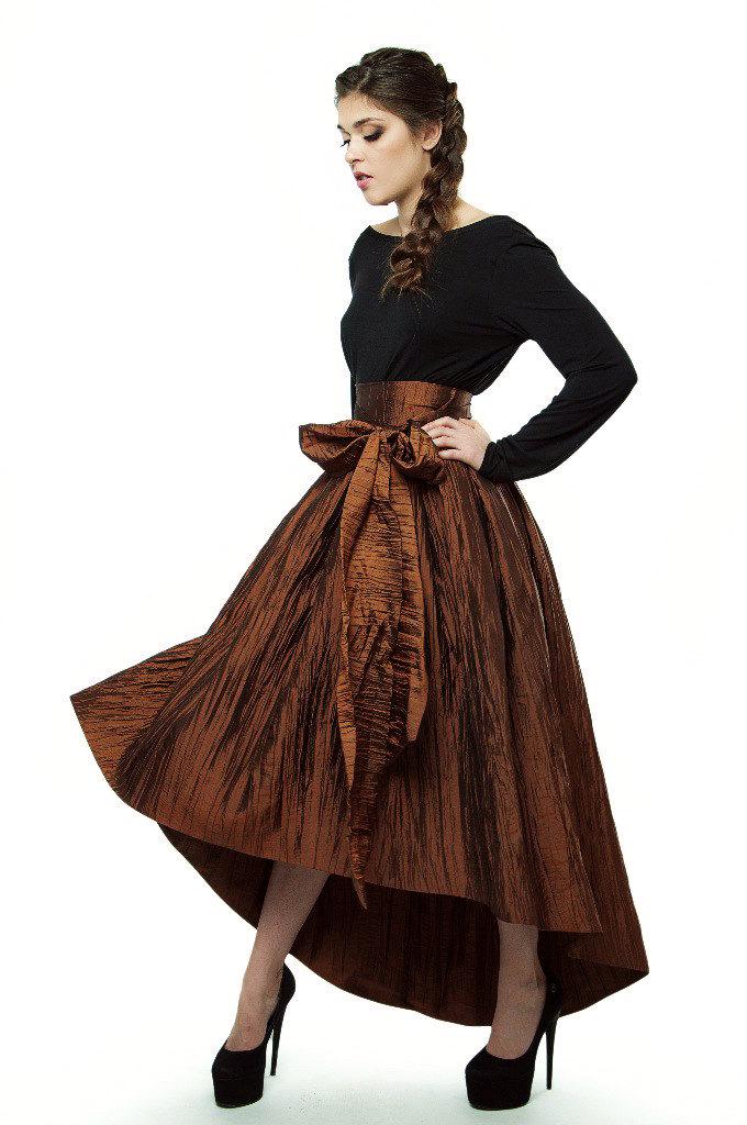 Wedding - Asymmetrical Evening skirt, Skirt bronze floor length Romantic Wedding skirt Bridesmaid.