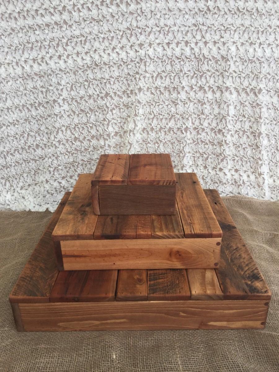 Wedding - Rustic wood cupcake stand,* tiered, wedding party decoration, dessert display, cup cake, wooden