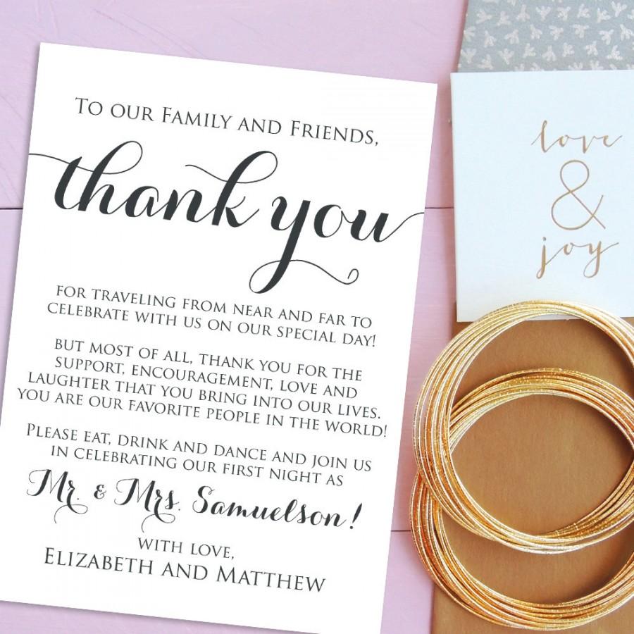 Wedding Thank You Cards, Welcome Letter Printable, Wedding Welcome