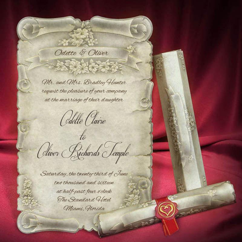 Mariage - Scroll Wedding Invitation Card Personalized Beautiful Invitations Creative Unique Wedding Birthday Invitation Medieval Invitation Style Set