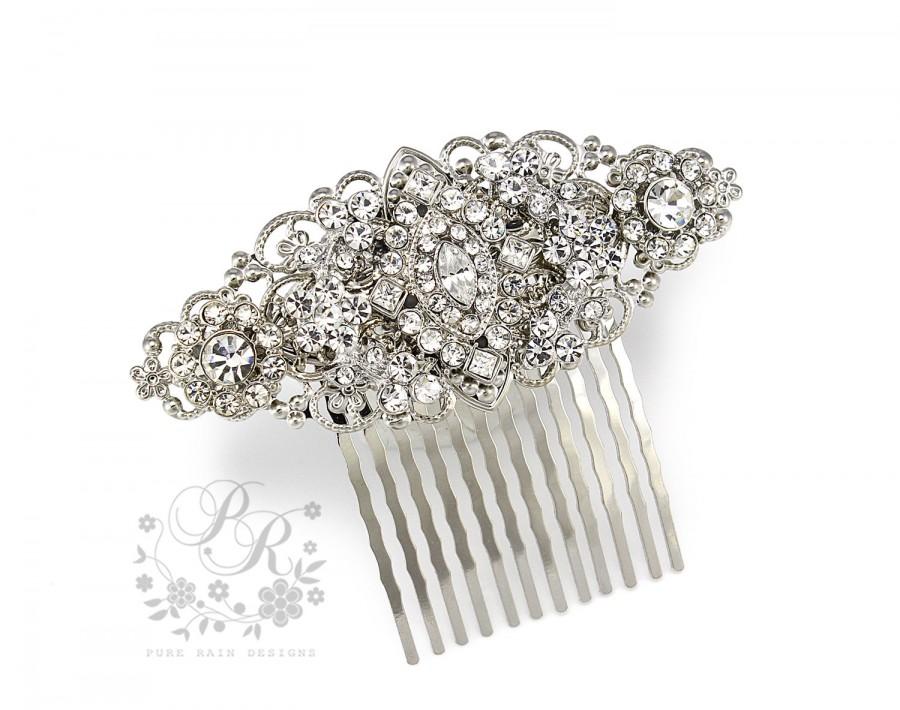 Hochzeit - Wedding Hair Comb Swarovski Clear Crystal Rhinestone Hair Comb Bridal Jewelry Hair Accessory Wedding Jewelry bridesmaid Headpiece rhombus