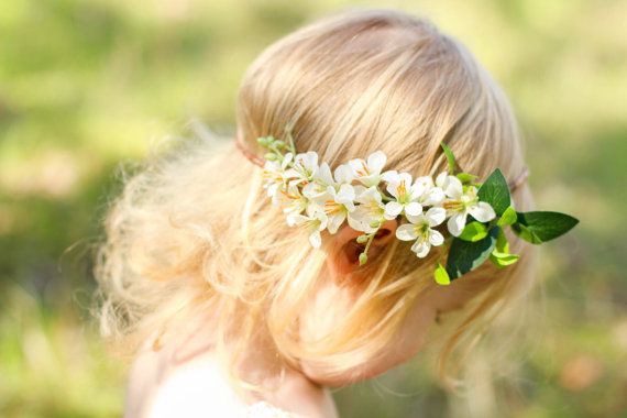 Свадьба - Baby Flower Crown Headband, Girl Flower Crown, Headband, Baby Headband, Flower Headband,white Flower Crown,flower Girl, Toddler Flower Crown