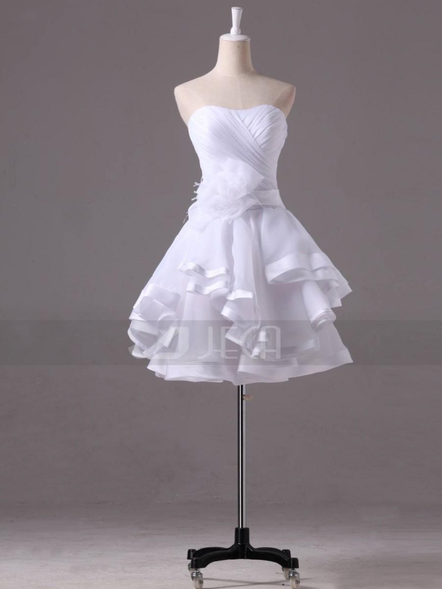 Hochzeit - Chic Mini-length Wedding Dress Summer Wedding Dress Beach Wedding Dress Honeymoon Outfits W904