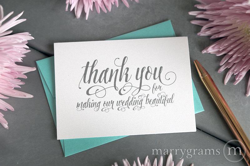 زفاف - Wedding Card to Your Florist, Decorator - Thank You for Making our Wedding Beautiful - Wedding Assistant Note Card to go w/ Payment - CS12