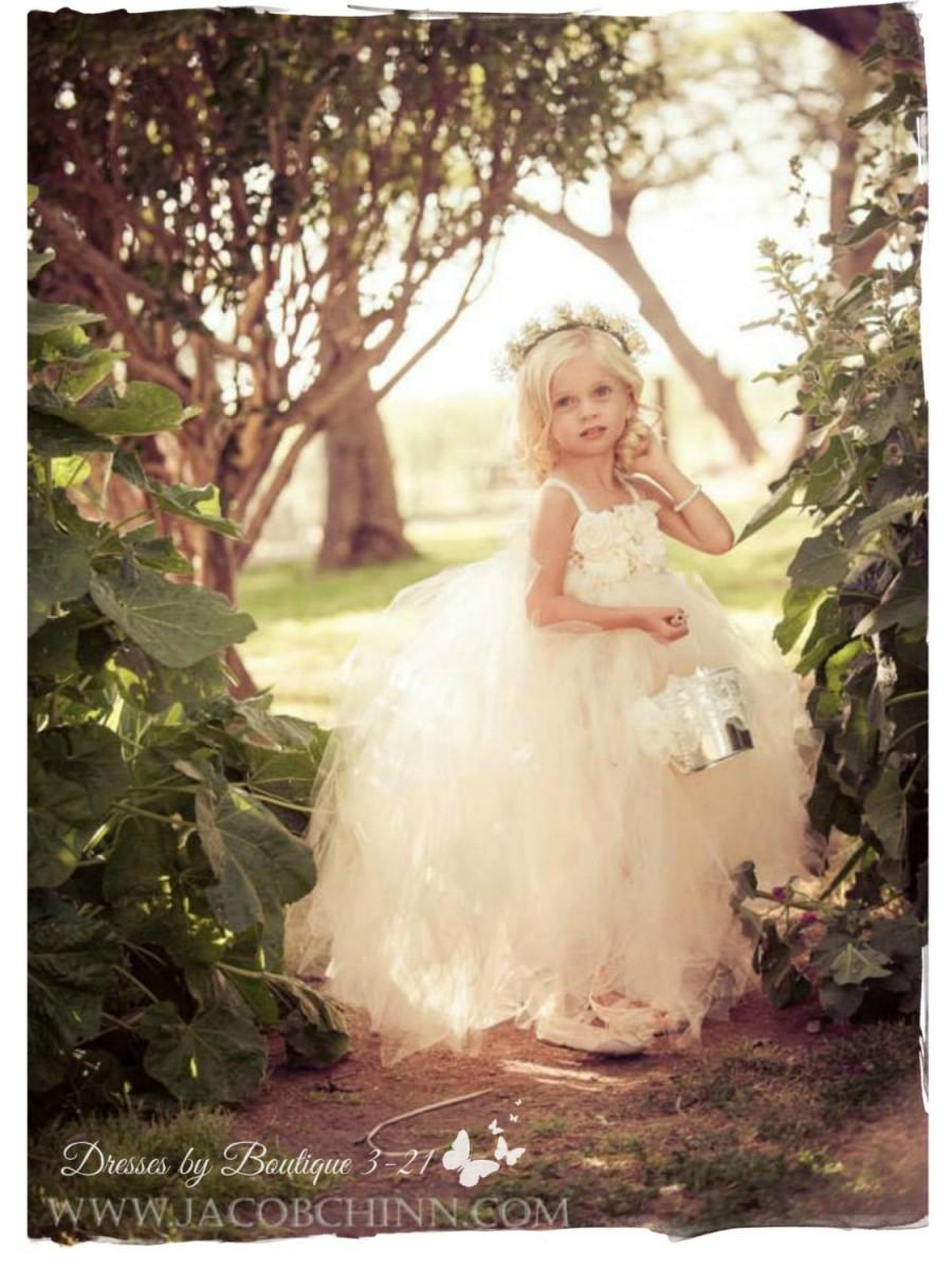 زفاف - Ivory Flower Girl Dress, Ivory tutu dress, Flower Girl Tutu Dress, Wedding tutu dress, Ivory and pearls flower girl tutu dress, flower girl