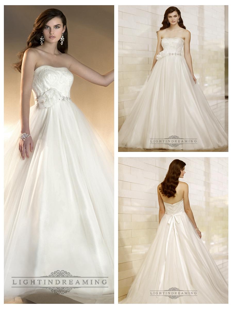 زفاف - Strapless A-line Designer Wedding Dresses